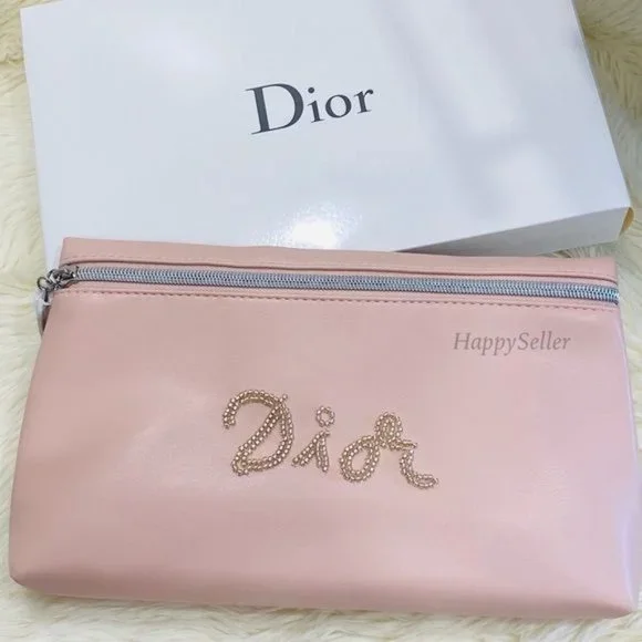 Dior Pouch Cosmetics Organizer Makeup Bag Pink Dopp Kit Clutch Designer GWP NEW